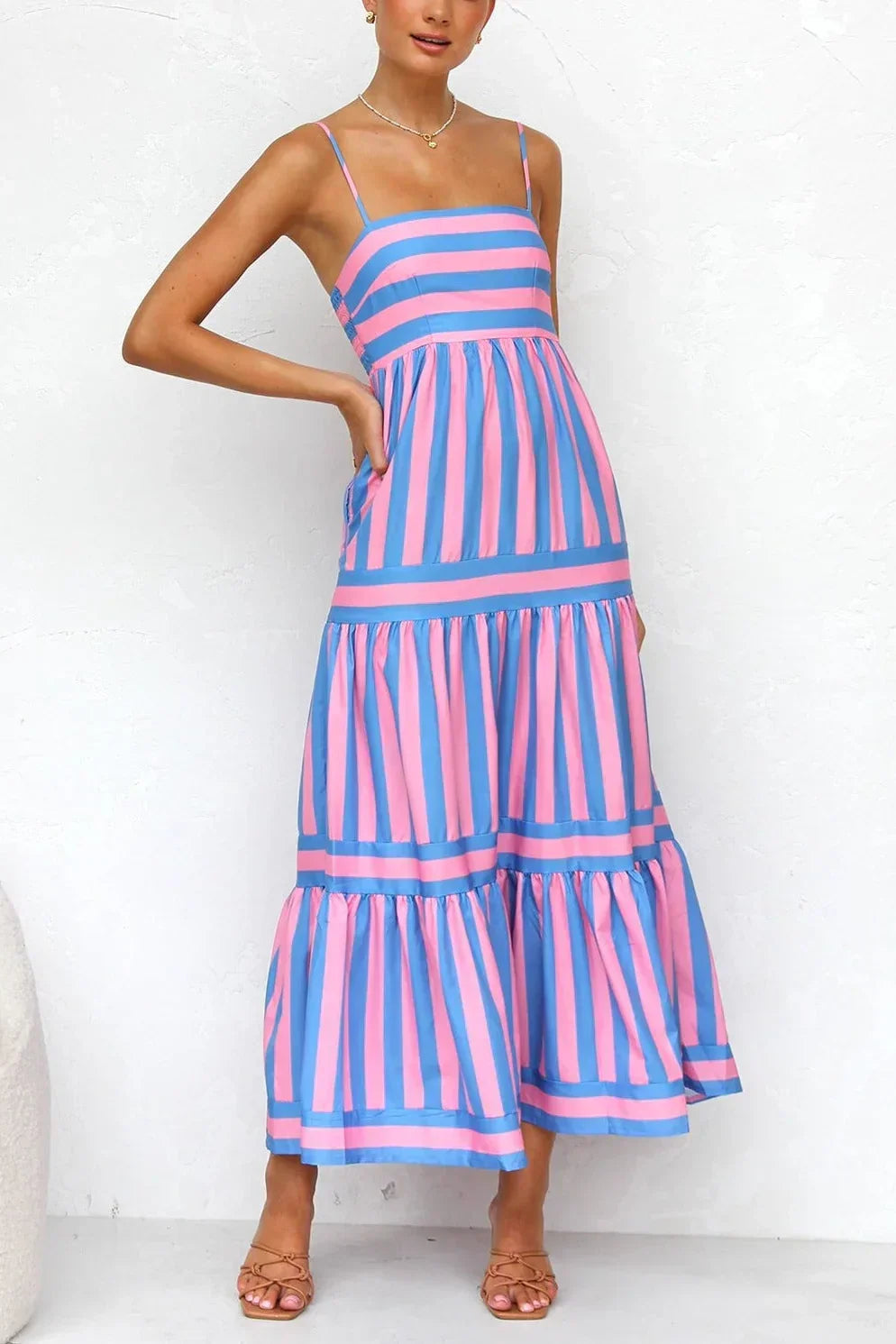 Jimena Timeless Dress Pink/blue Boutique Collection