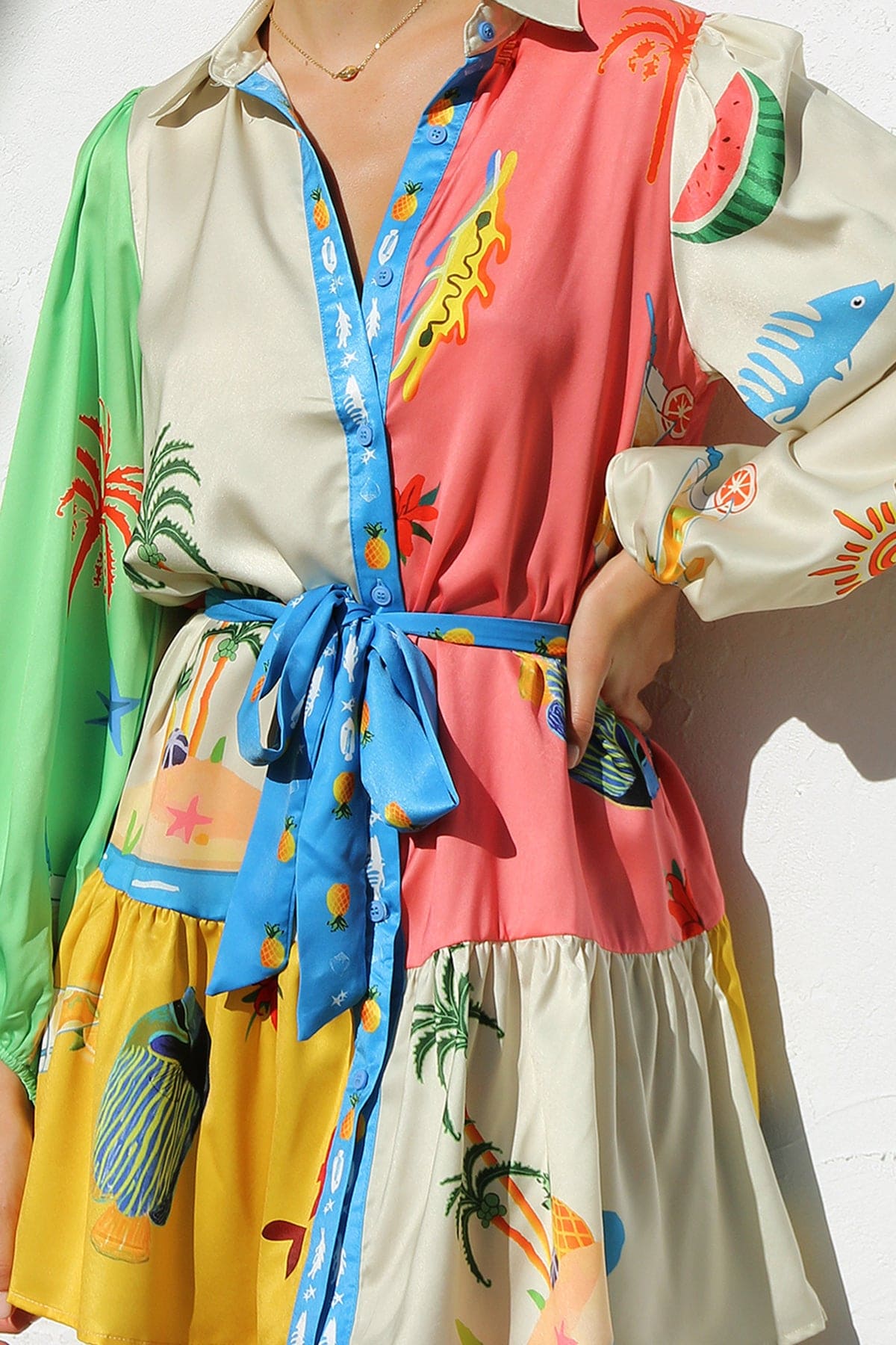 Multi - Coloured Print Mini Dress