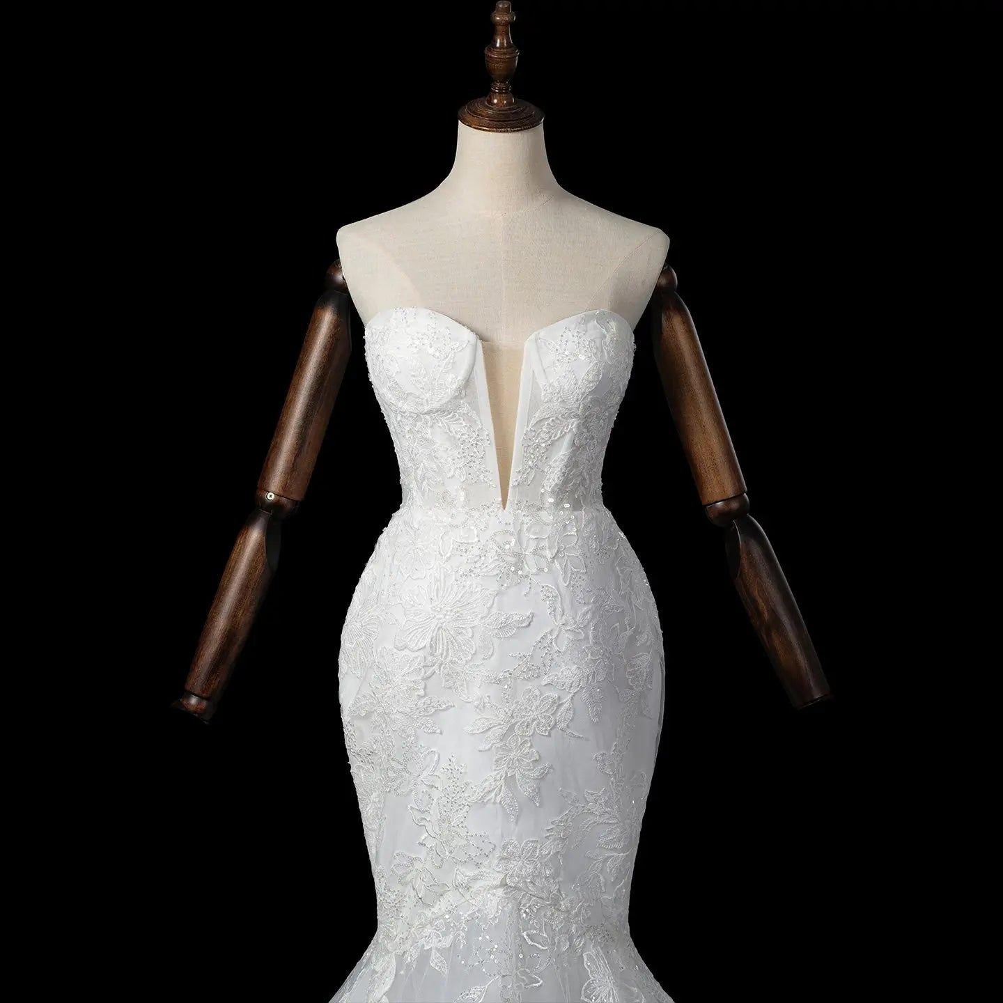 Glamorous White Sweetheart Neckline Mermaid Wedding Dress with Detachable Tulle Sleeves ZP056