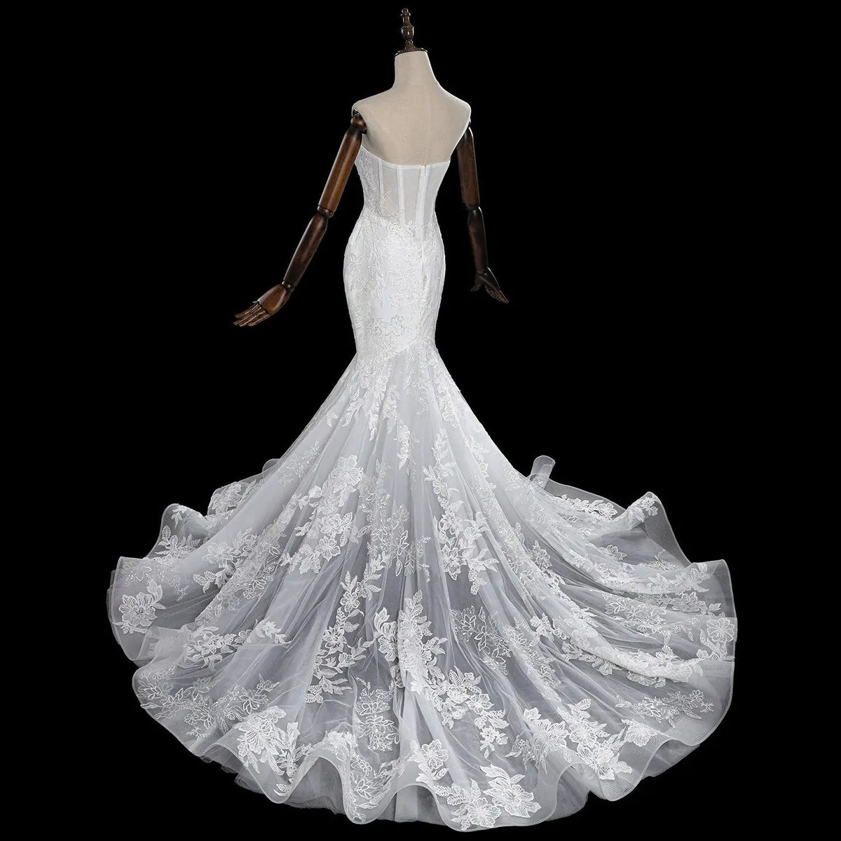 Glamorous White Sweetheart Neckline Mermaid Wedding Dress with Detachable Tulle Sleeves ZP056