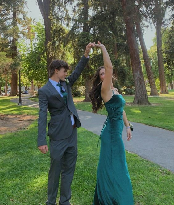 Vintage Green Satin Mermaid Evening Dress Backless Sexy Party Prom Dress - FashionDia