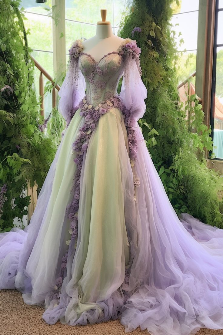 Sweet A-Line Princess Floral Tulle Appliques Wedding Dress Ball Gown - FashionDia