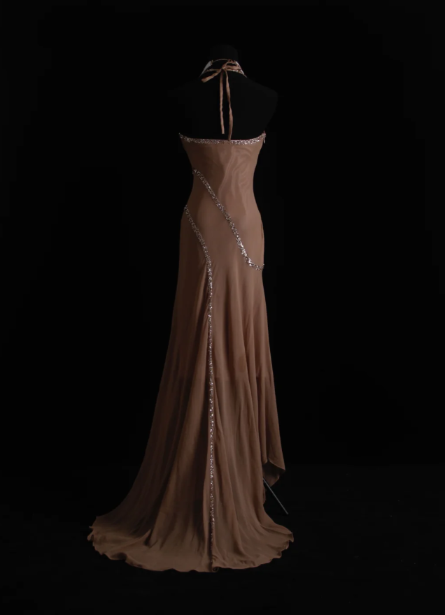 Classy Halter Chiffon Sequin Beaded Mermaid Long Wedding Guest Dress Formal Party Dress