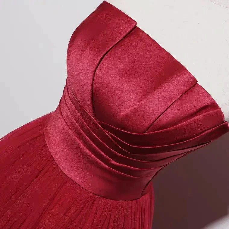 Strapless prom dress,red party dress,charming wedding dress (ZD13604)
