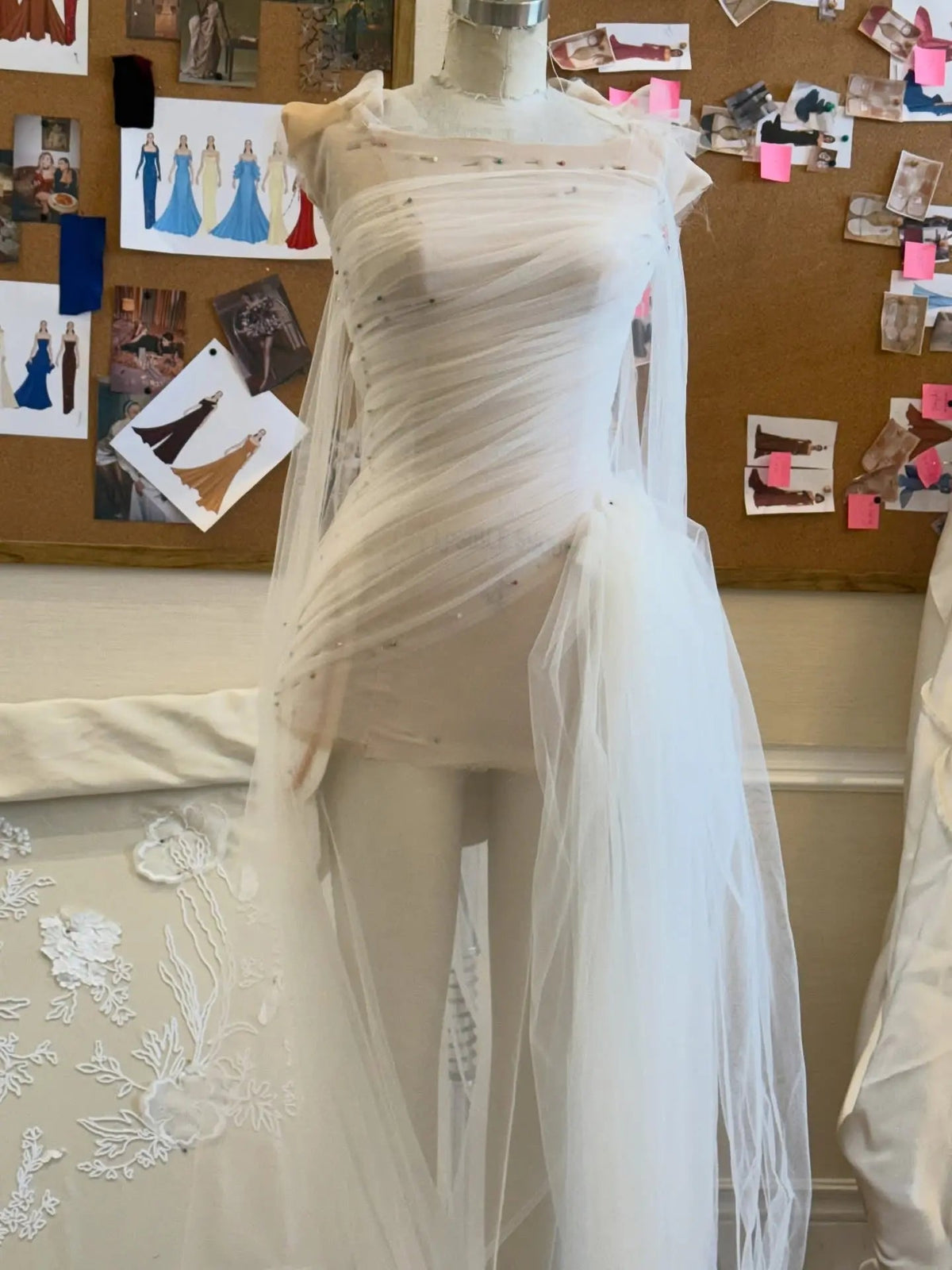 Dreamy Ivory Strapless 3D Floral Draped Wedding Dress with Veil ZP072
