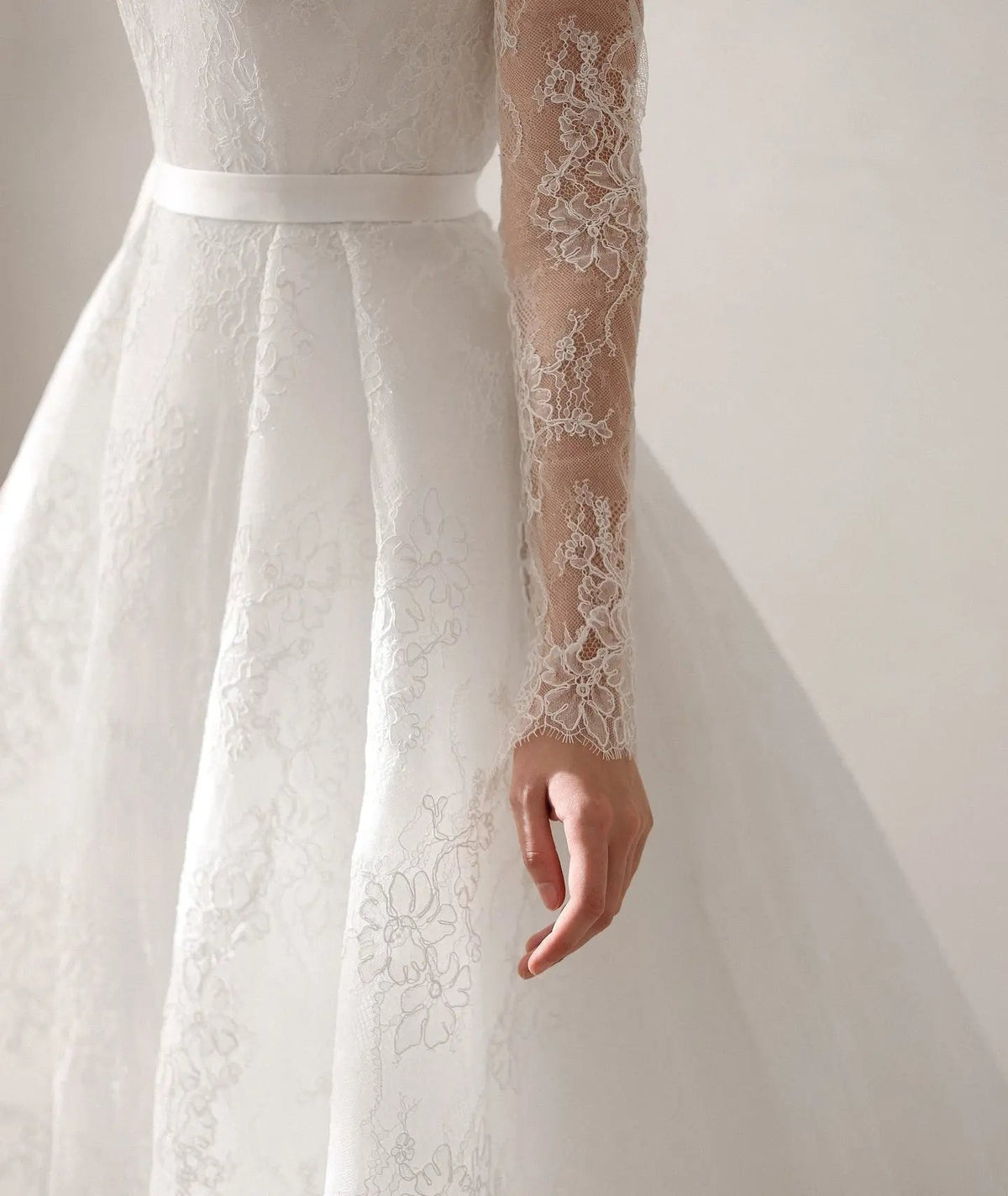 Luxury Full Lace Printed Ball Gown Wedding Dress ZP173 - View 3 | VelvetHem