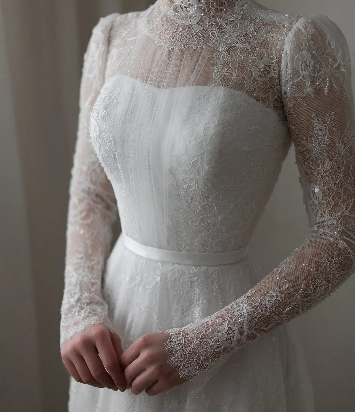 Elegant Sequin Printed Long Sleeve Wedding Dress ZP172 - View 5 | VelvetHem