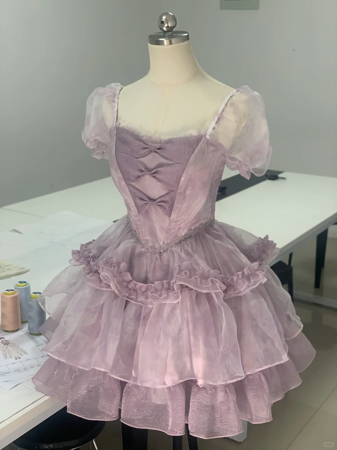Charming Purple Organza Layered A Line Short Prom Dress Formal Homecoming Dress