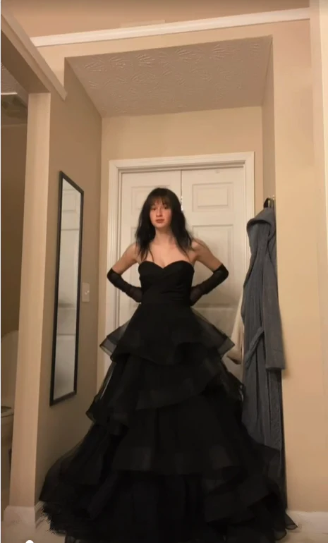 Black Rufflue Prom Dress Long Prom Dress Sweetheart Eveninng Dress - View 3 | FashionDia