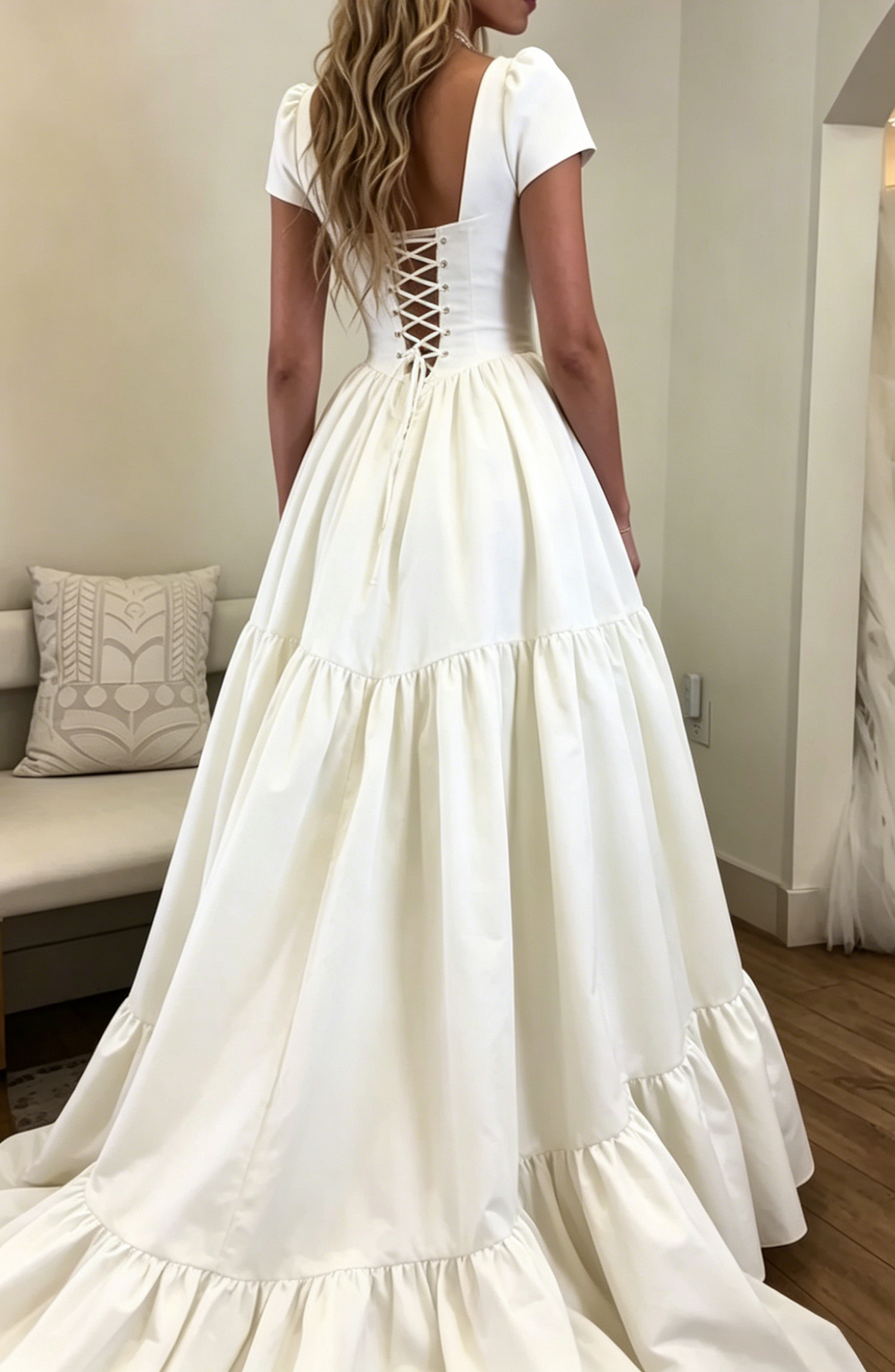 A-Line White Simple Wedding Gown Elegant Bridal Dress