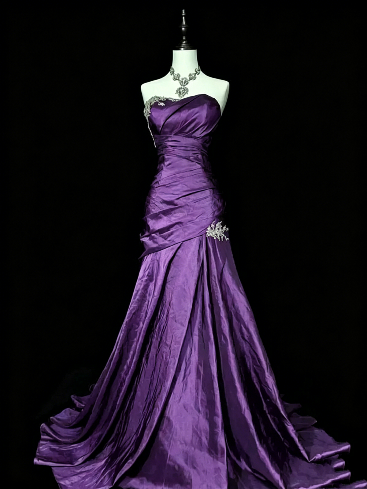 Purple Mermaid Sweetheart Long Evening Dress Strapless Prom Dress