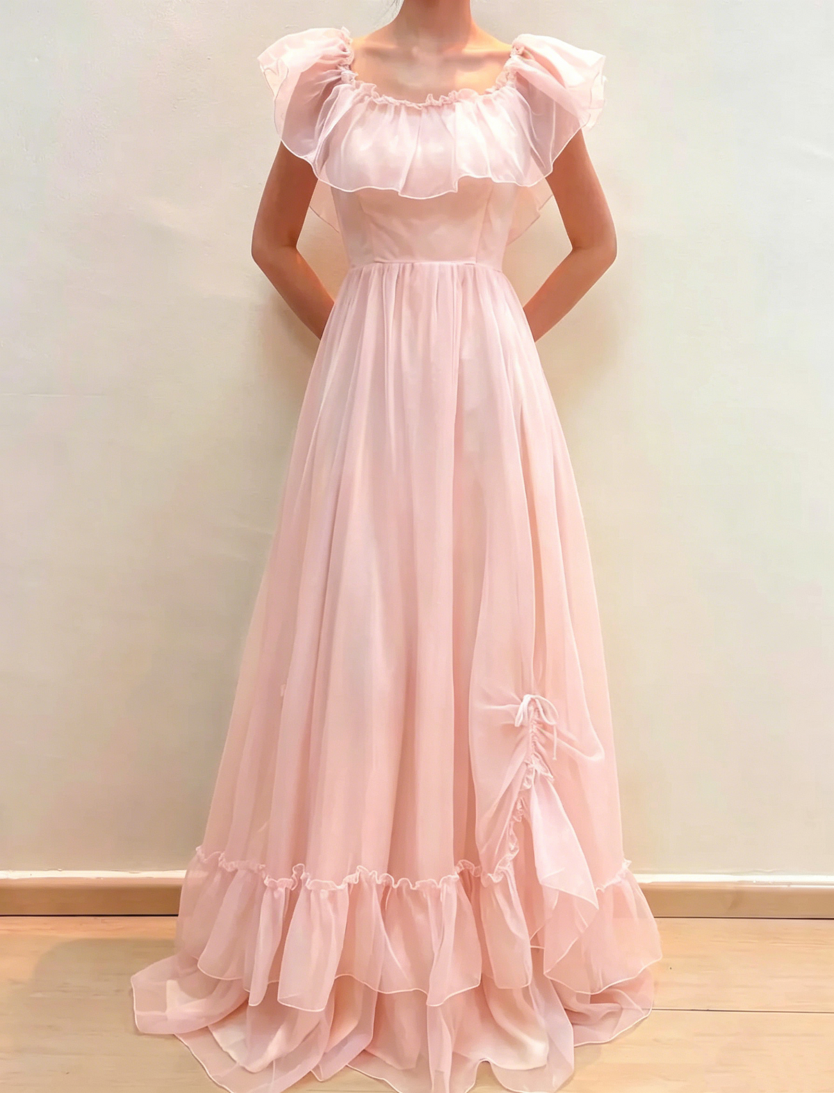 A Line Ruffle Vintage Wedding Dress A Line Bridal Dress J8579