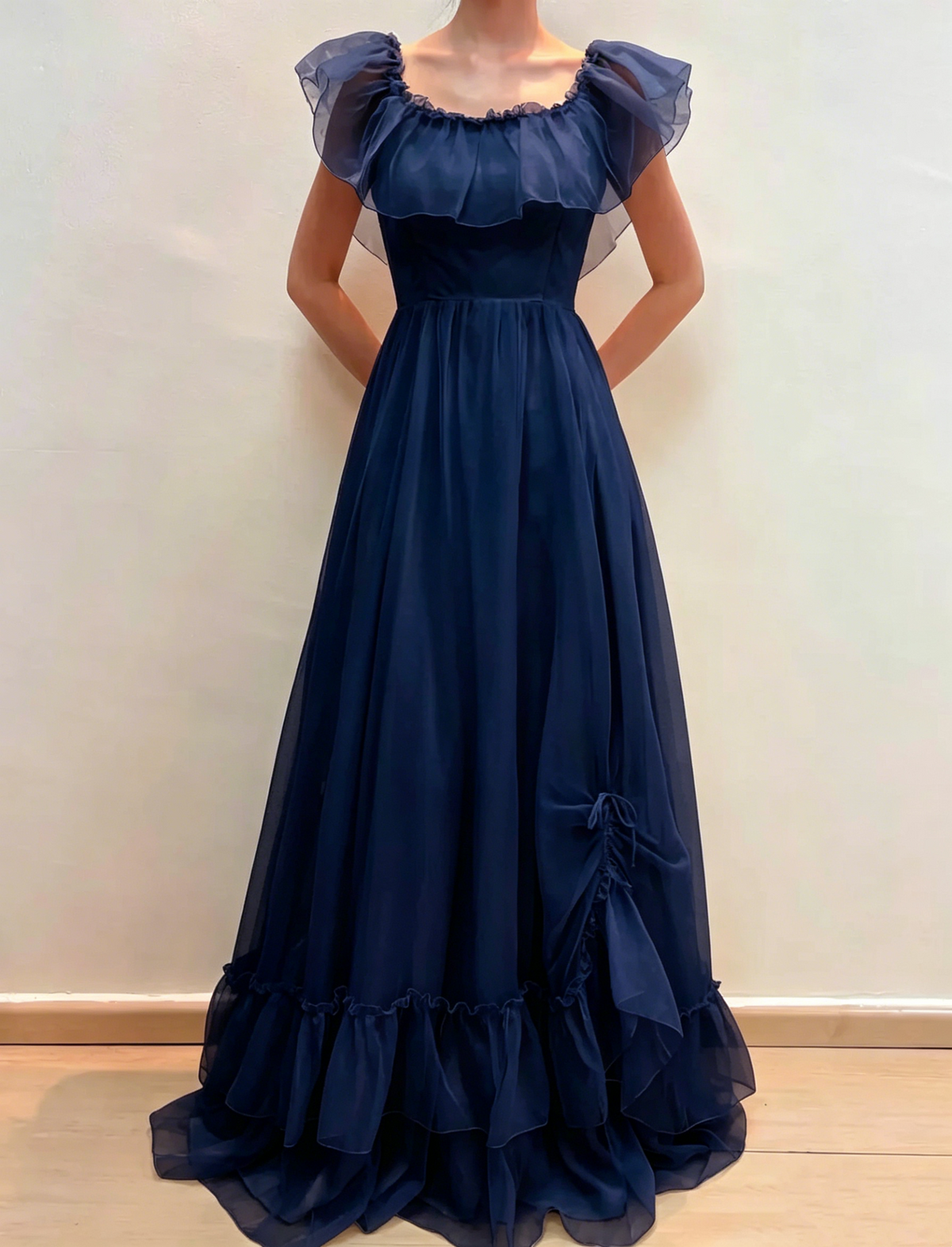 A Line Ruffle Vintage Wedding Dress A Line Bridal Dress J8579