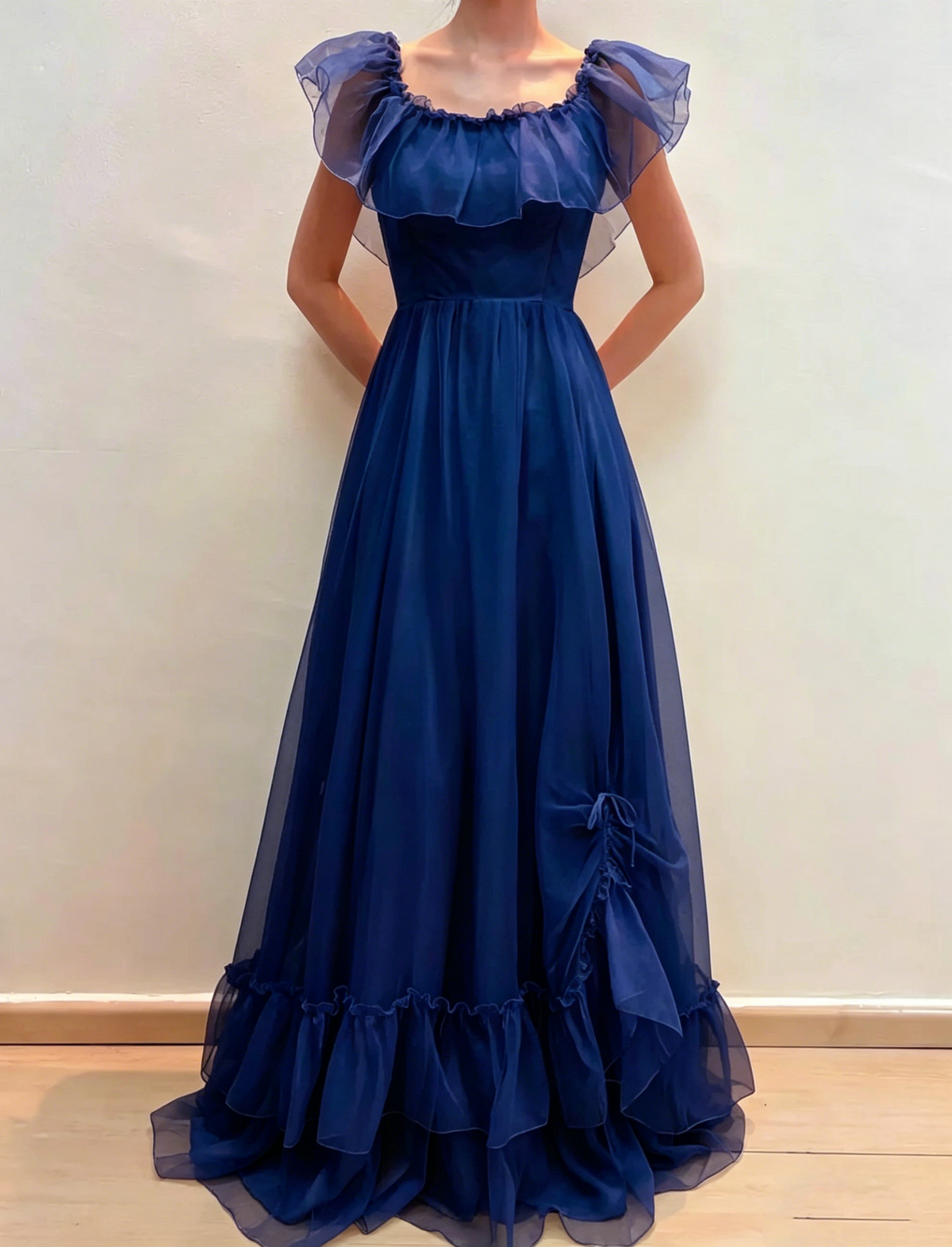 A Line Ruffle Vintage Wedding Dress A Line Bridal Dress J8579