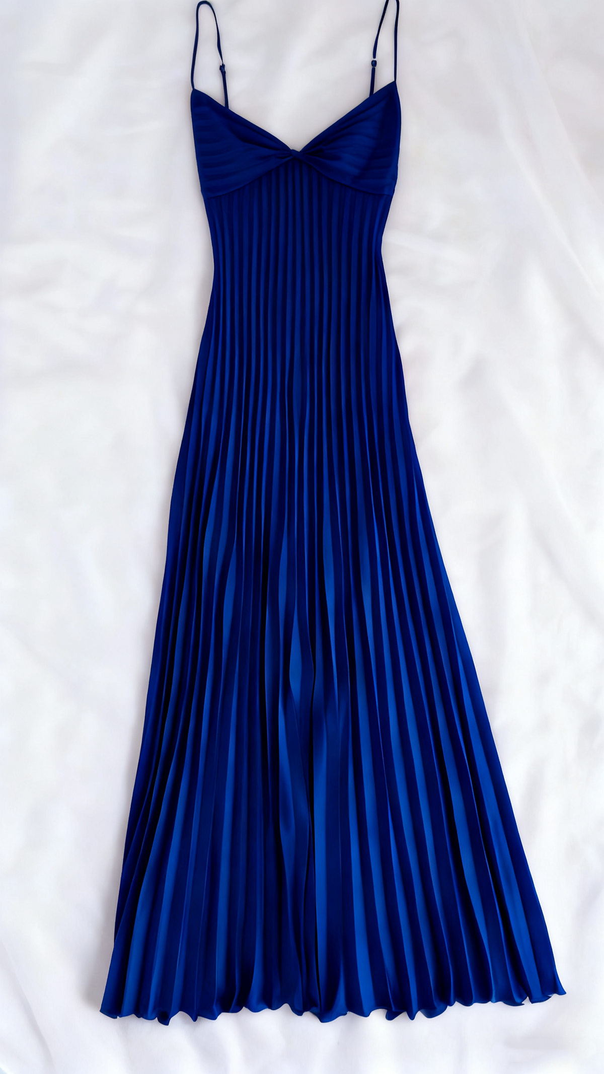 Champagne Spaghetti Straps Long Prom Dress Pleated Evening Dress J8604