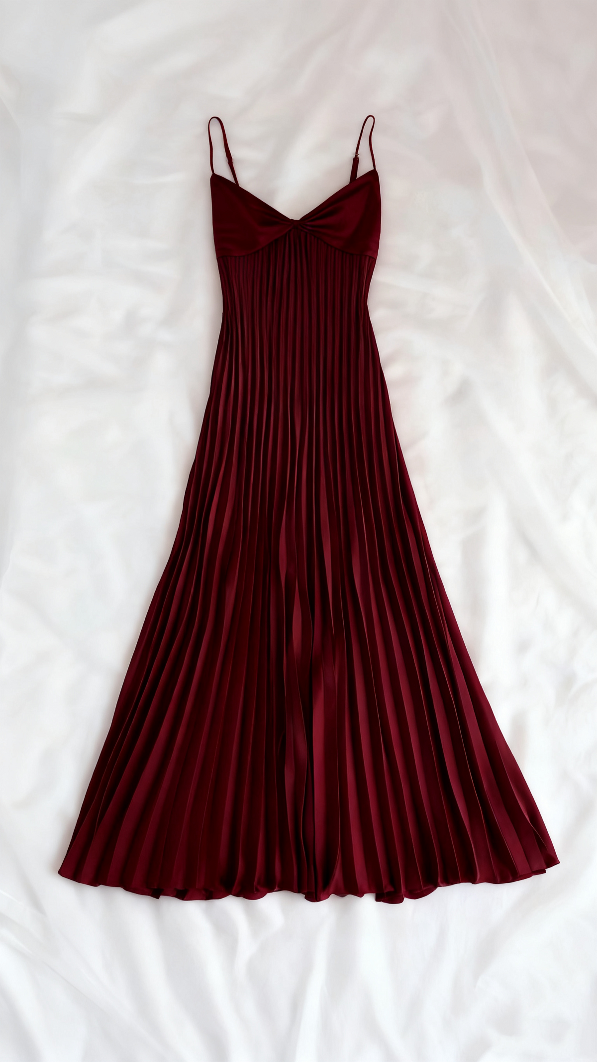 Champagne Spaghetti Straps Long Prom Dress Pleated Evening Dress J8604