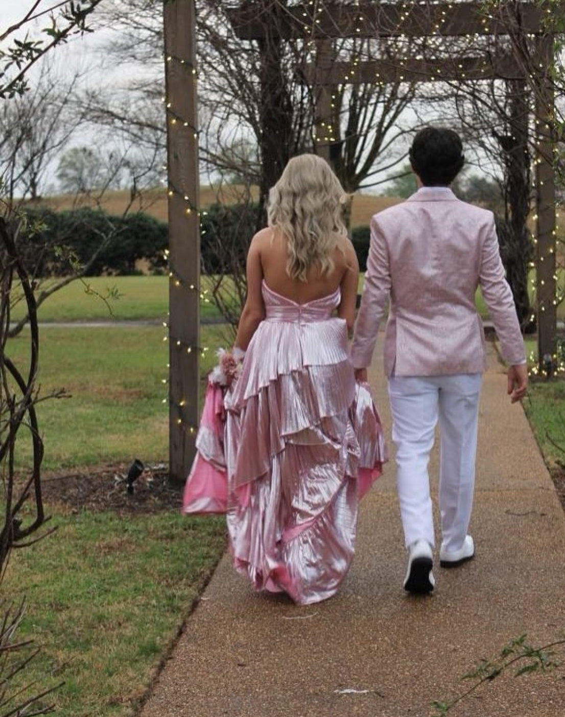 Halter Pink Pleated Long Formal Dress V Neck Evening Dress J8655