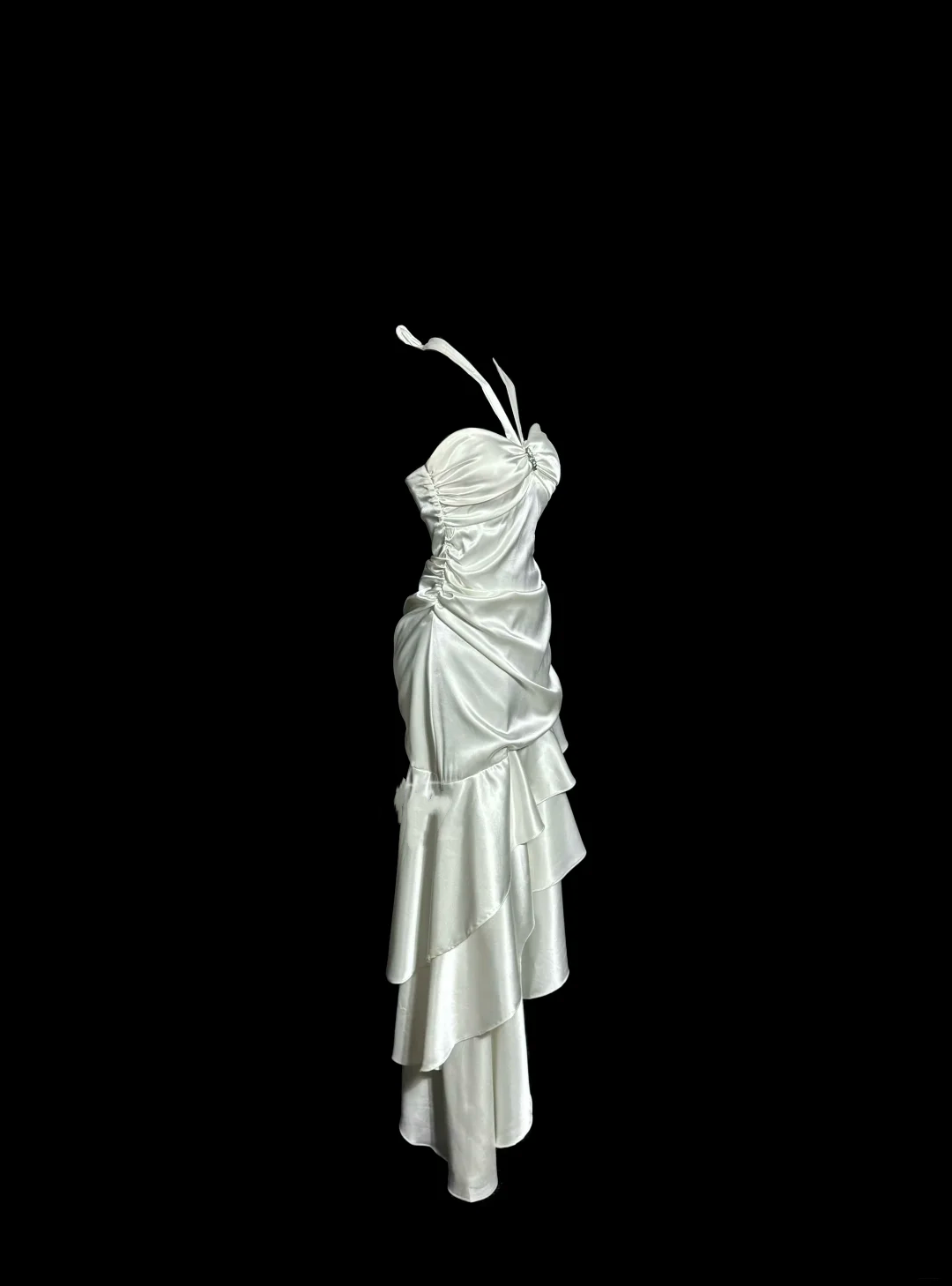 Ivory Ruffle Prom Dress Satin Formal Party Dress J8926