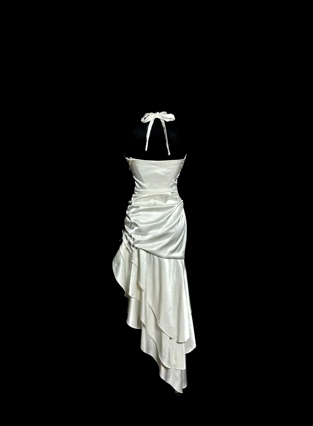 Ivory Ruffle Prom Dress Satin Formal Party Dress J8926