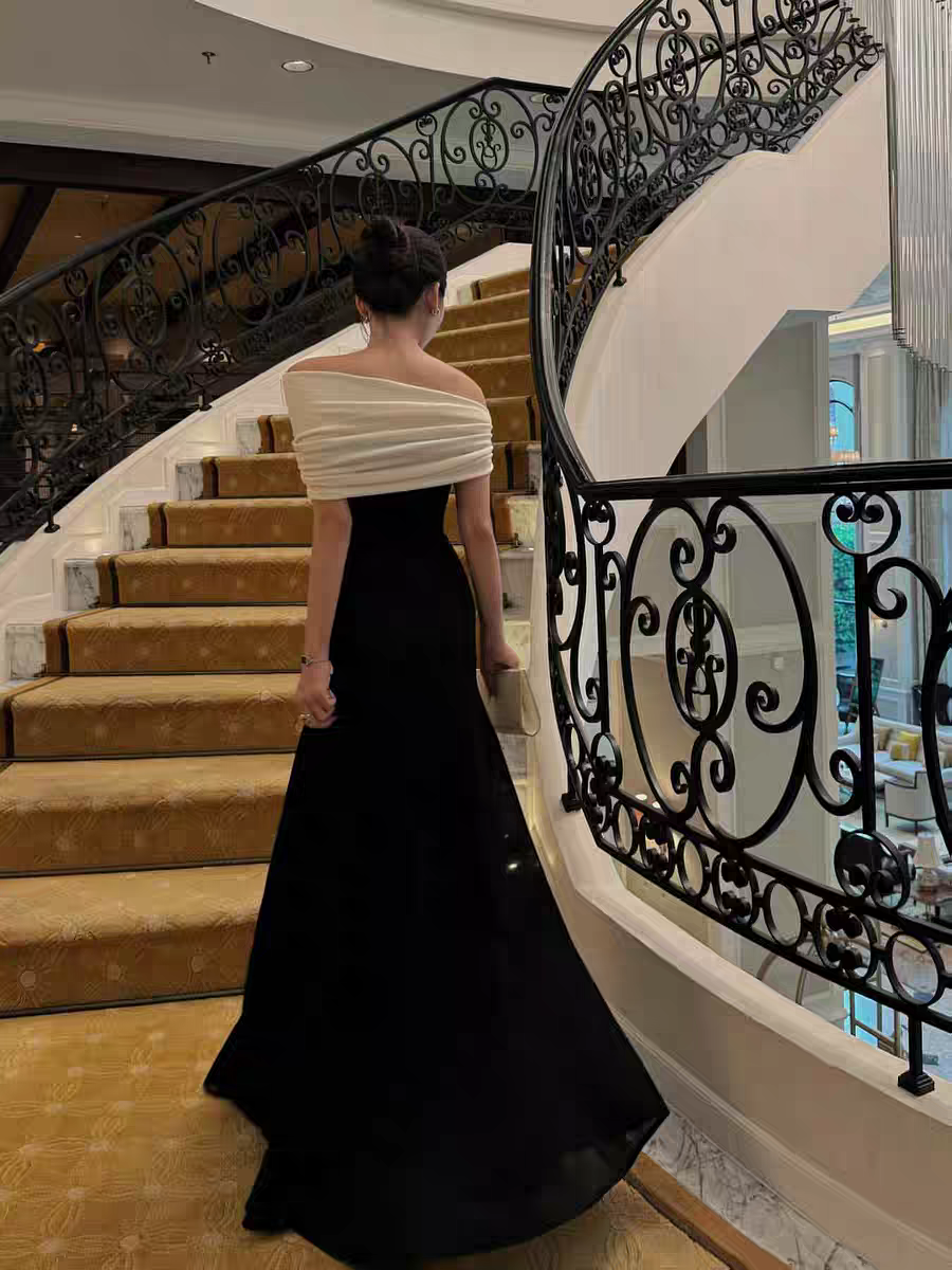 Off The Shoulder Black Long Prom Dress Sexy Formal Party Dress Birthday Dress J8968
