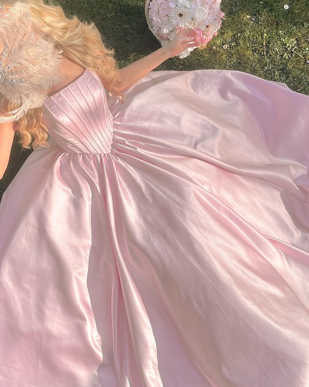 A-Line Pink Satin Prom Dress Princess Dress Birthday Dress