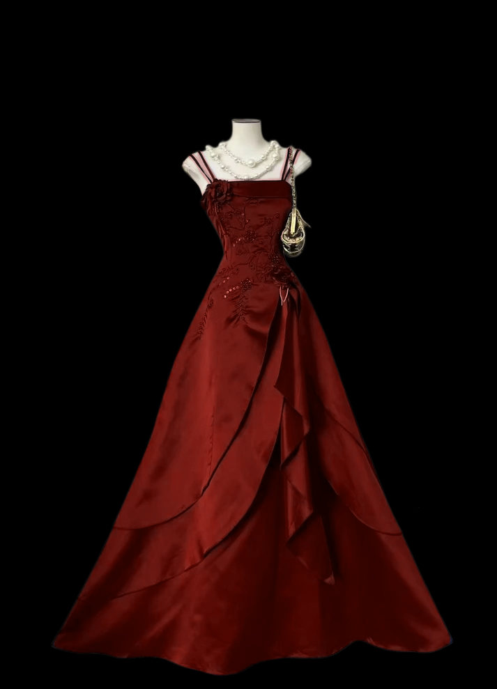 A Line Navy Blue Evening Dress Vintage Long Prom Dress J9020