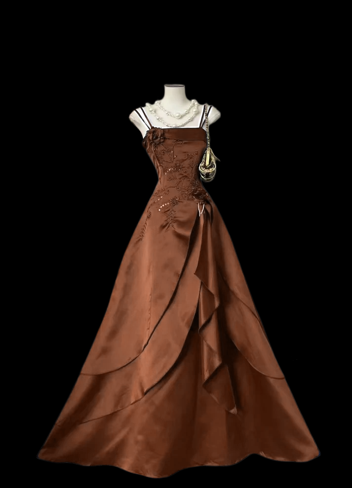 A Line Navy Blue Evening Dress Vintage Long Prom Dress J9020