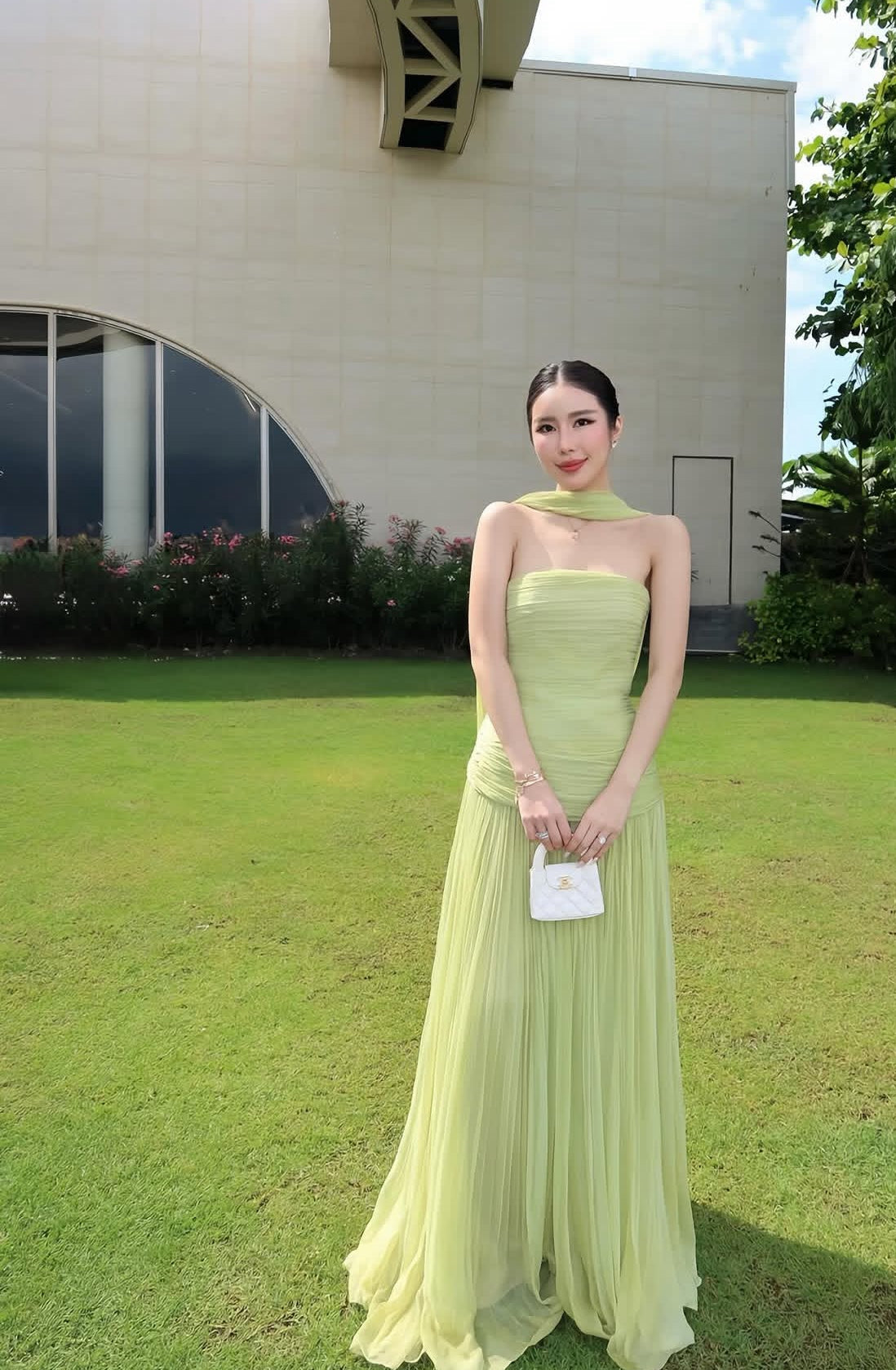 Strapless Green Prom Dress Wedding Guest Dress Formal Evening Dress