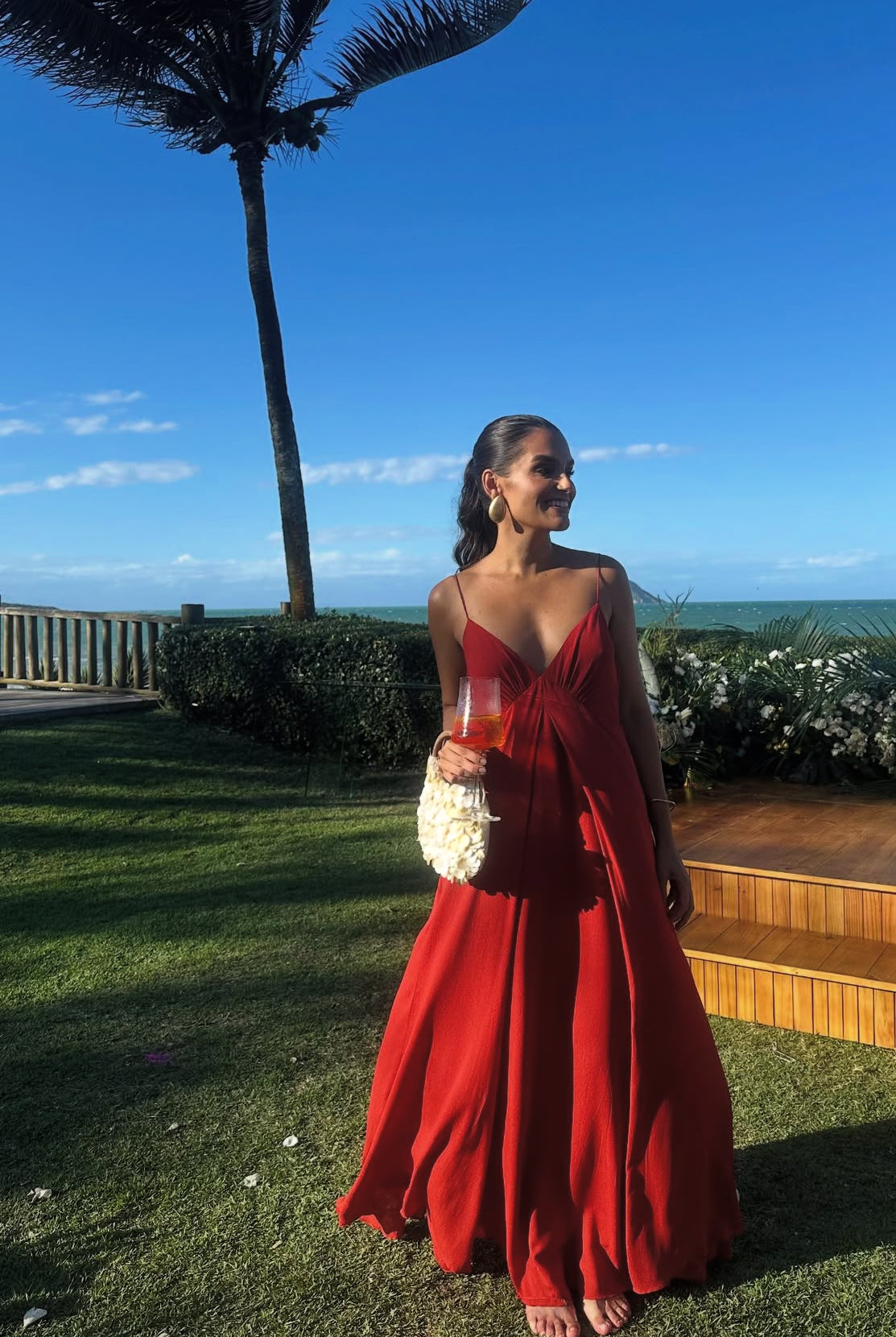 Red A Line Wedding Guest Dress Simple Party Dress J9038