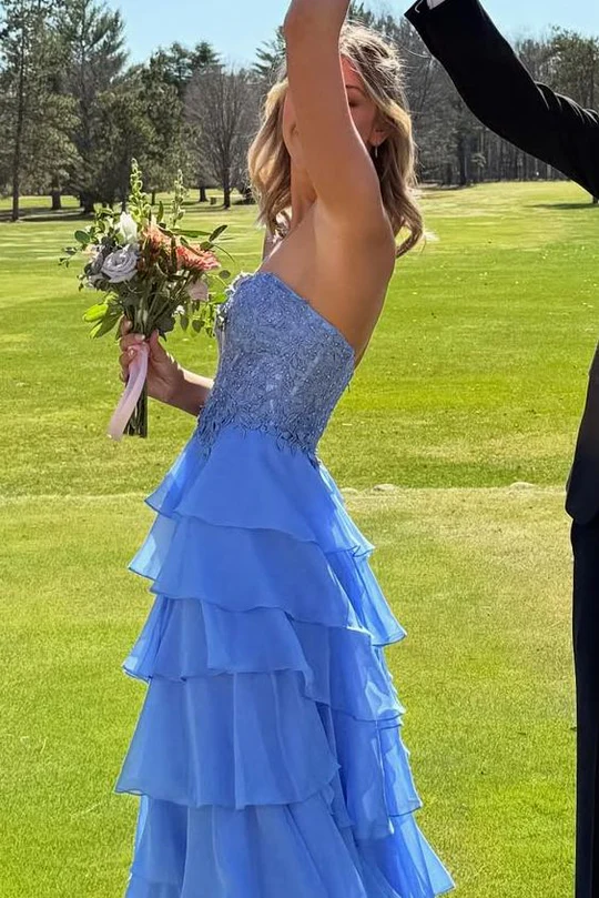 One Shoulder A-Line Layered Chiffon Prom Dress J9112