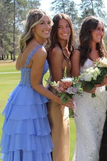 One Shoulder A-Line Layered Chiffon Prom Dress J9112
