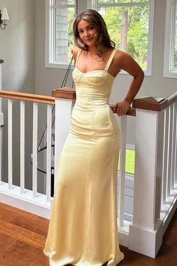 Sweetheart Mermaid Satin Maxi Prom Dress Formal Evening Dress