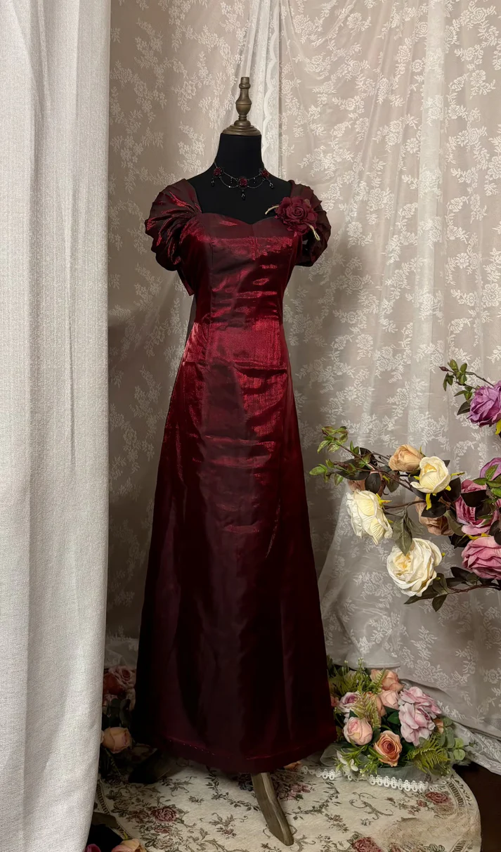 Burgundy A Line Long Prom Dresses Sweet Formal Evening Gown J9143