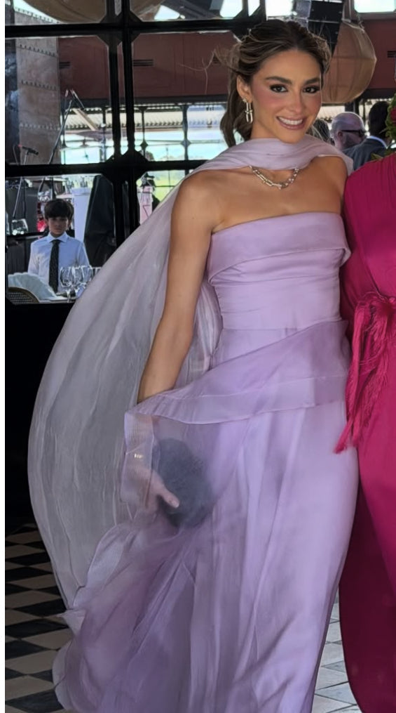 Strapless Lilac Long Prom Dress Graduation Dress Wedding Guest Dress