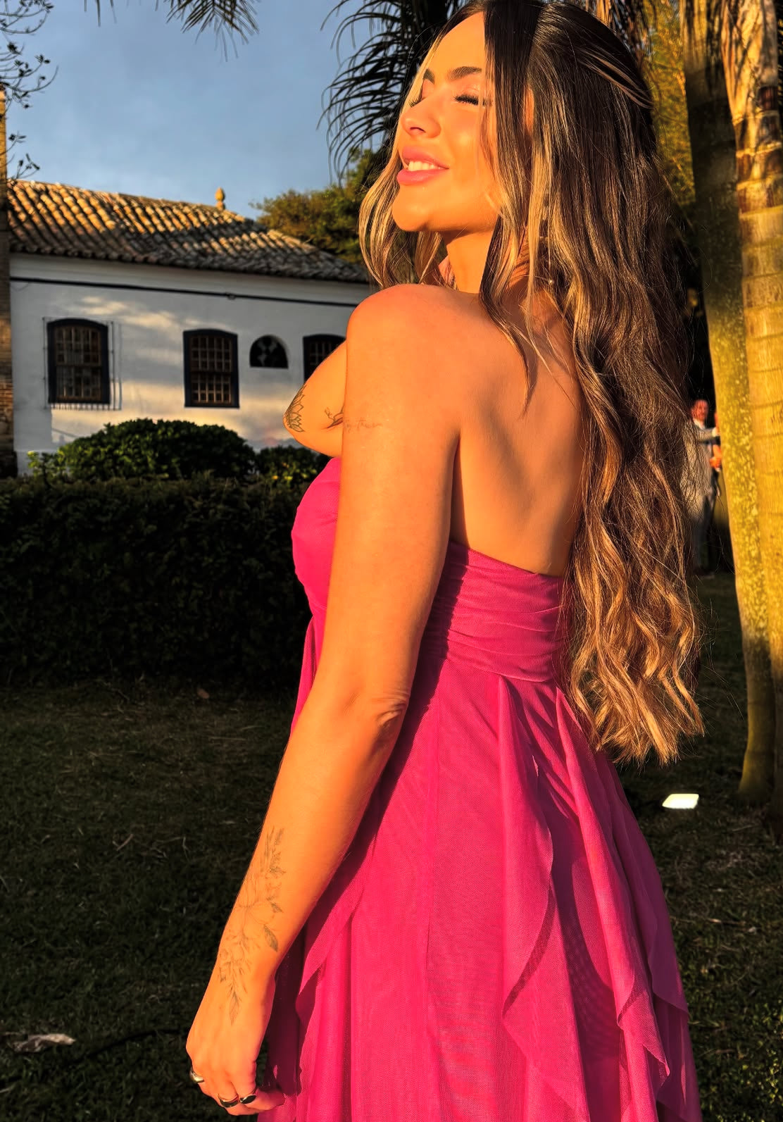 Strapless Fuchsia Long Prom Dress Graduation Dress Wedding Guest Dress