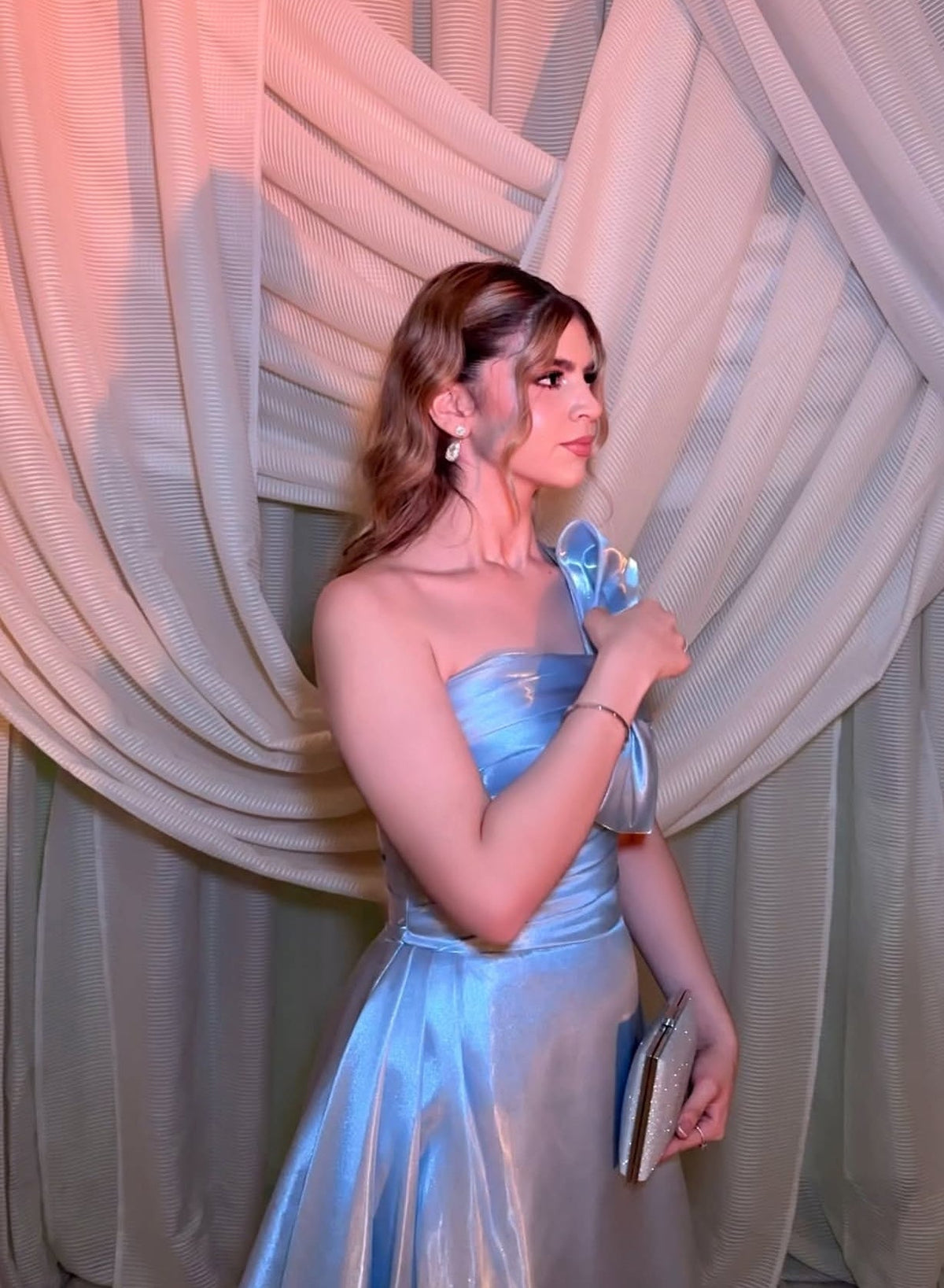 Strapless A-Line Blue Long Prom Dress Formal Evening Dress