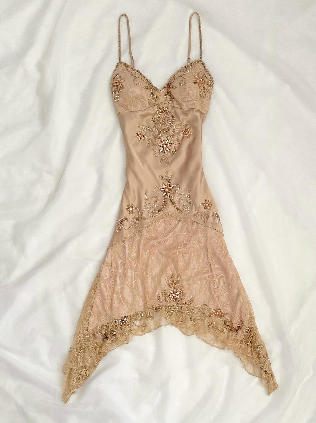 Champagne Beaded Vintage Prom Dress Formal Evening Dress Birthday Gown