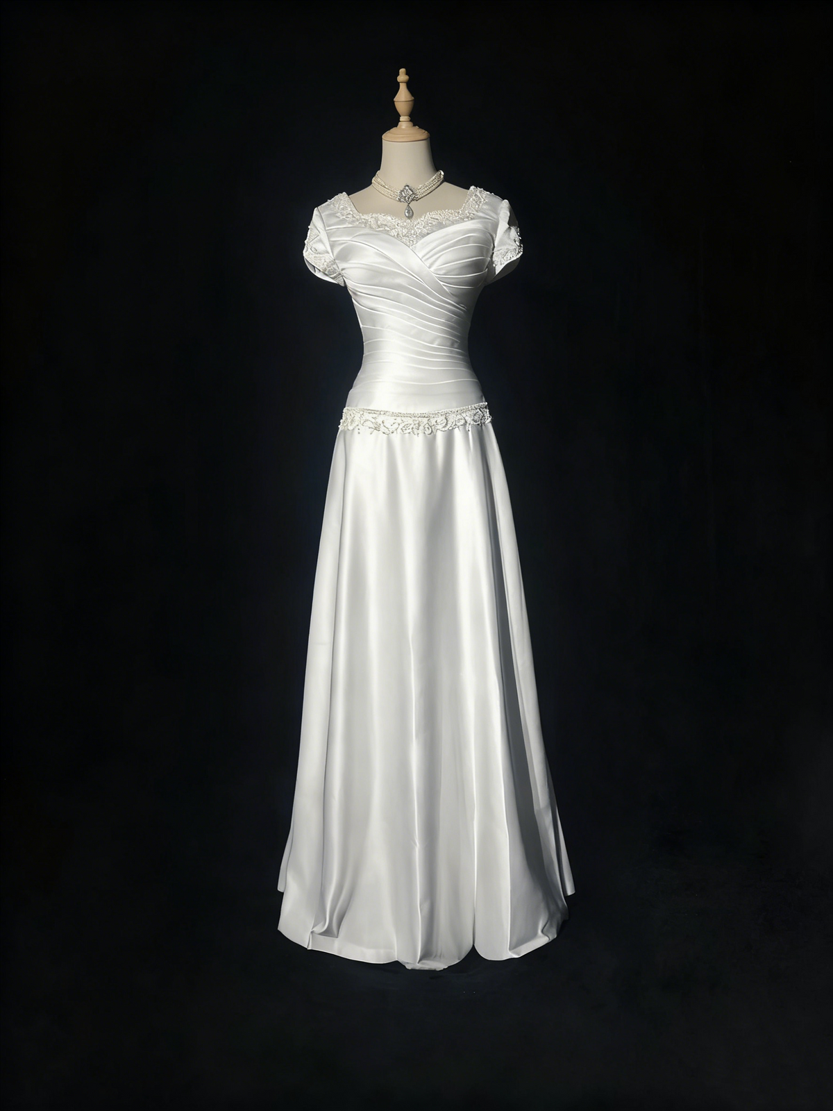 Elegant White Wedding Dress Short Sleeves Bridal Dress J9267