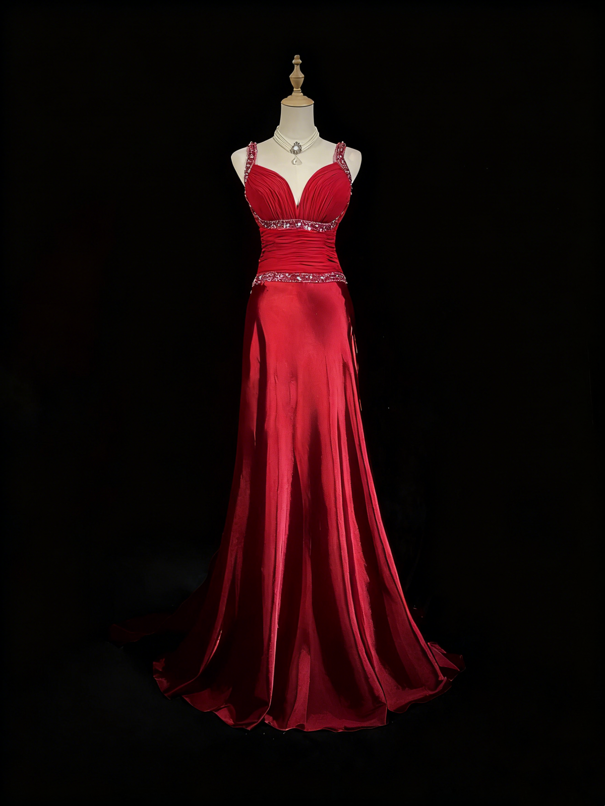 Red Mermaid Beaded Prom Dress Sexy Evening Dress Formal Party Dress
