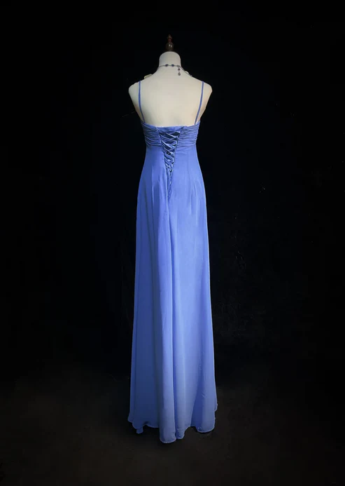 A Line Spaghetti Straps Chiffon Beads Prom Dresses Party Dress J9292