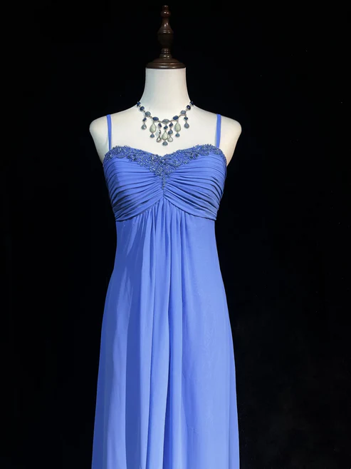 A Line Spaghetti Straps Chiffon Beads Prom Dresses Party Dress J9292