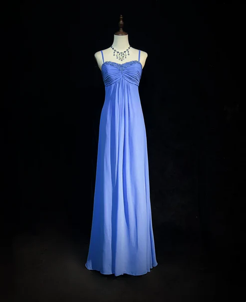 A Line Spaghetti Straps Chiffon Beads Prom Dresses Party Dress J9292