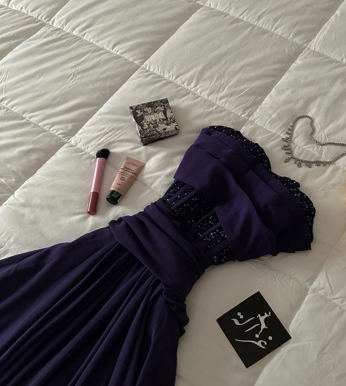 Strapless A Line Purple Prom Dress Chiffon Sequin Formal Dress J9321