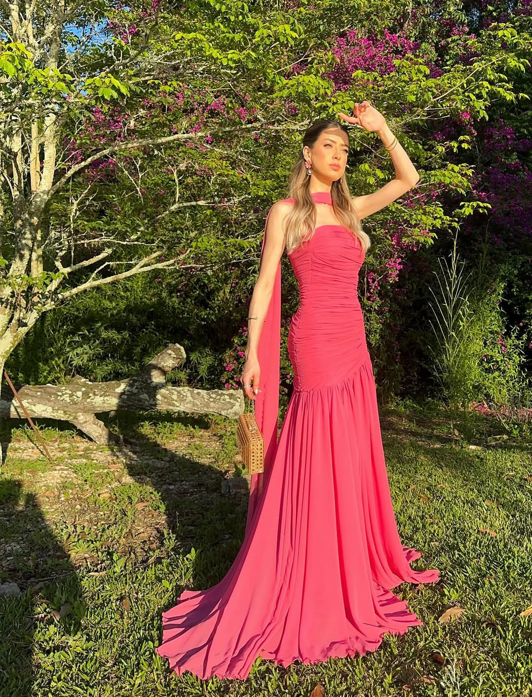 Backless Chiffon Wedding Guest Dress Formal Party Dress J9344
