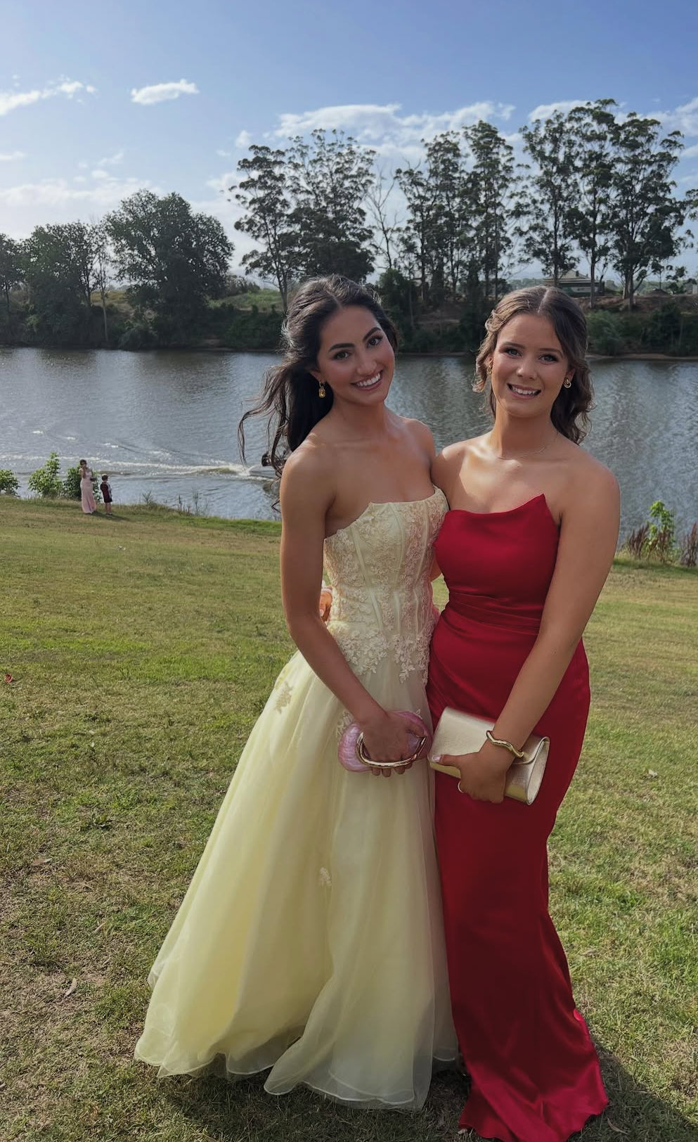 Strapless A Line Yellow Prom Dress Tulle Evening Dress J9355