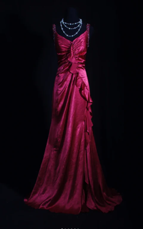 Vintage V-neck Sheath Long Prom Dresses Satin Pink Evening Dresses J9431