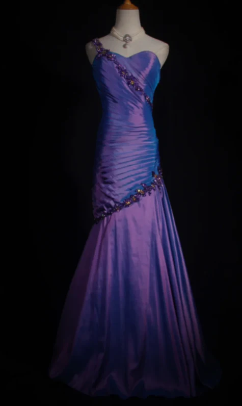 One Shoulder Mermaid Purple Long Prom Dresses Taffeta Evening Dresses J9434