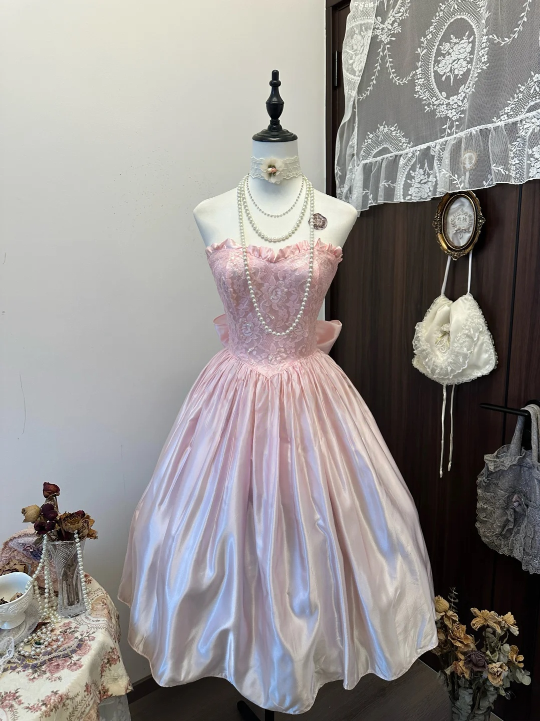 A-Line Pink Satin Short Birthday Dress Homecoming Dress Formal Party Dress