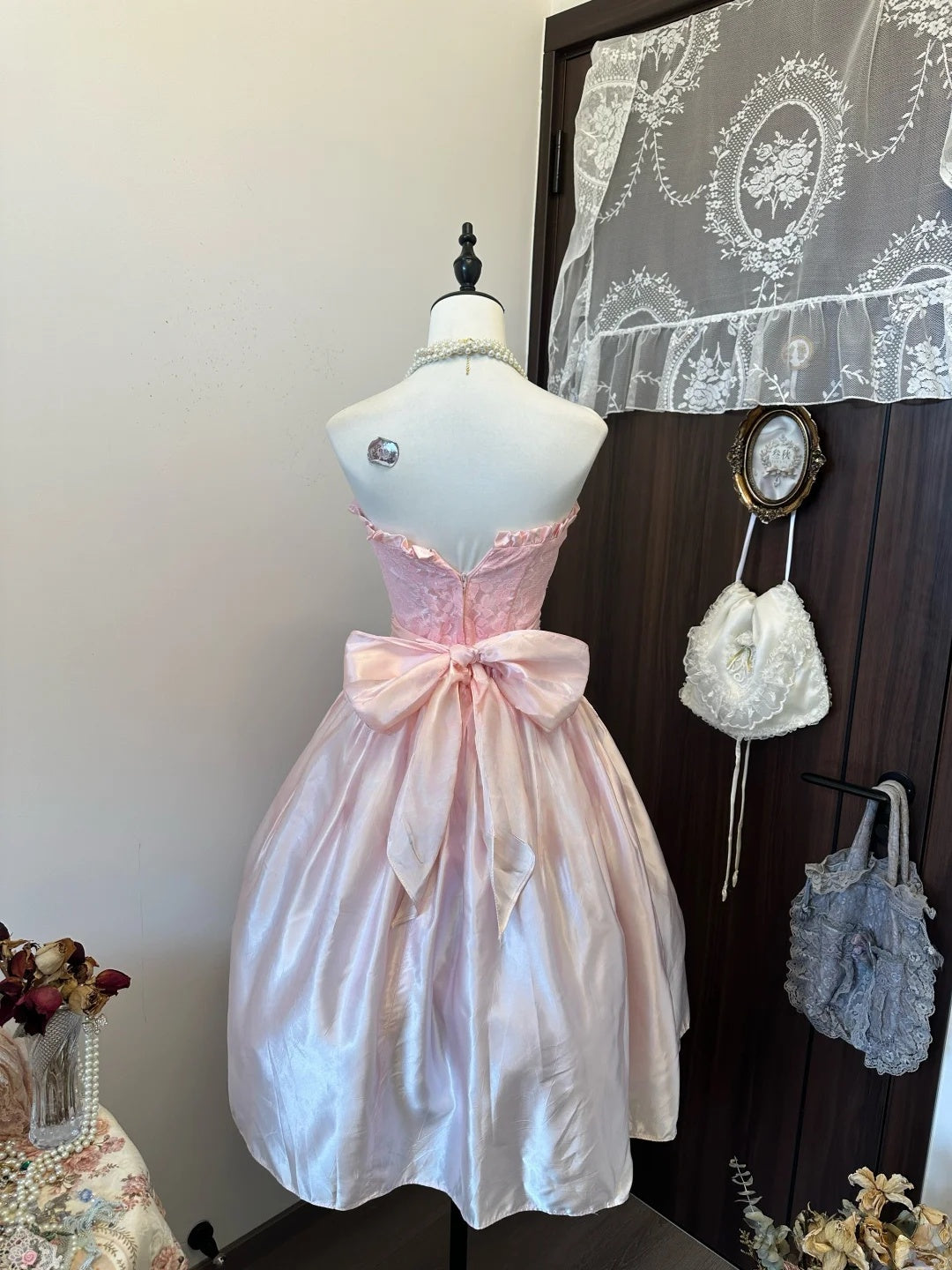 A-Line Pink Satin Short Birthday Dress Homecoming Dress Formal Party Dress