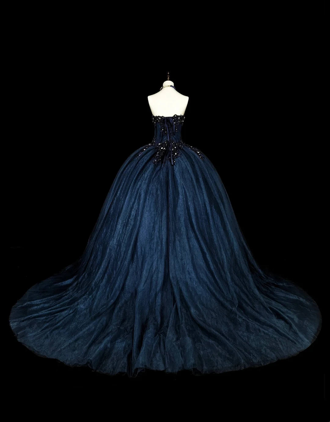 Sweetheart Navy Blue Prom Dress Tulle Birthday Party Dress J9454